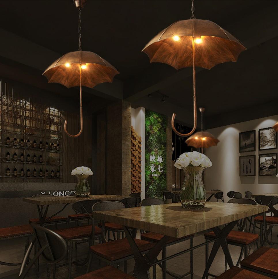 Contemporary Industrial Round Iron 5-Light Umbrella Chandelier - Living Room Lighting Decor