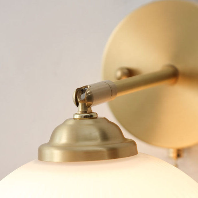 Contemporary Nordic Striped White Glass Brass Wall Sconce 1-Light Bedroom Lamp