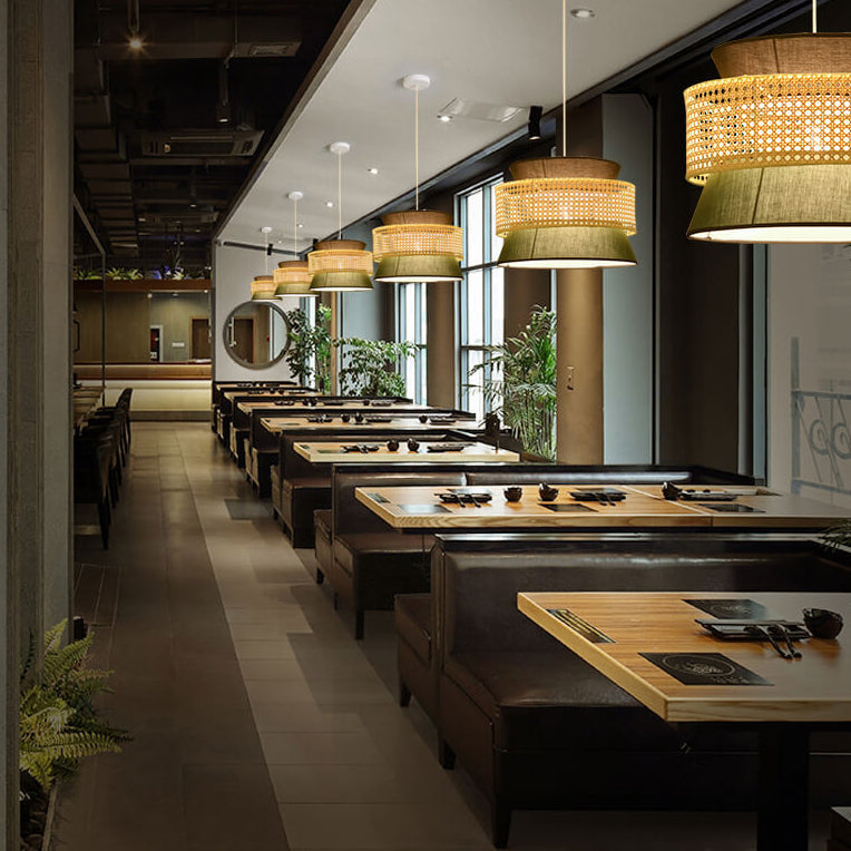 Modern Rattan Japanese Drum Pendant Light - 1-Light Fixture for Home Decor