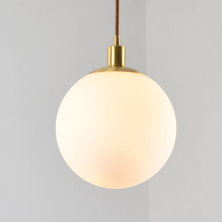 Contemporary Nordic Minimalist 1-Light White Orb Pendant for Bedroom
