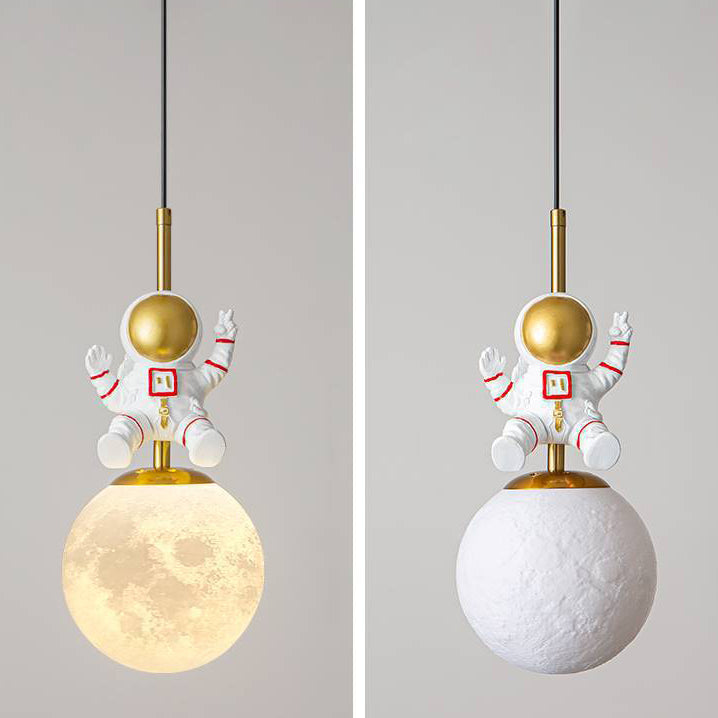 Contemporary Nordic Kids Orb Astronaut Iron Resin 1-Light Pendant Light Bedroom Decor, Space-Themed Lighting, Childrens Ceiling Fixture, Modern Nursery Light, Astronaut Space Decor, Unique Kids Room Lighting, Playful Bedroom Illumination, Decorative Penda