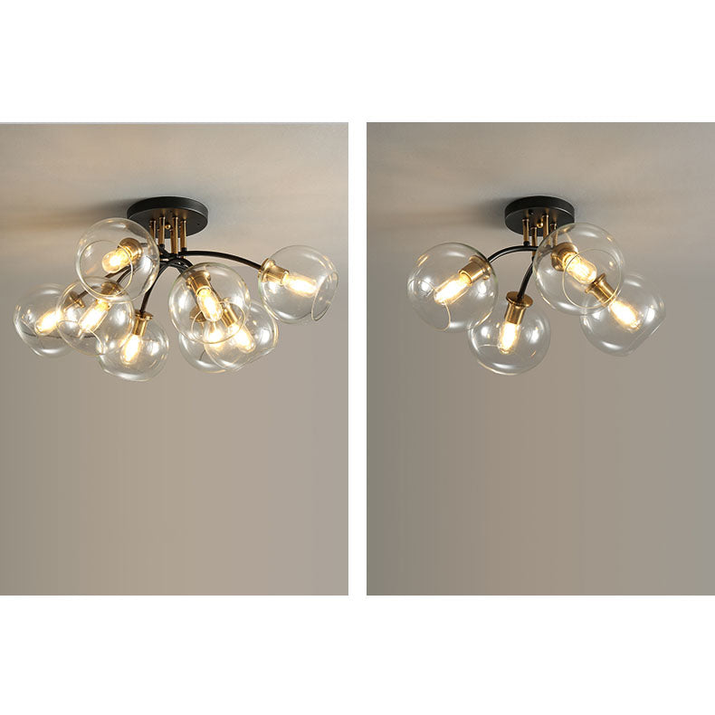 Modern Luxury Iron Glass Magic Bean Semi-Flush Mount Ceiling Light - 4/6/8 Lights for Bedroom