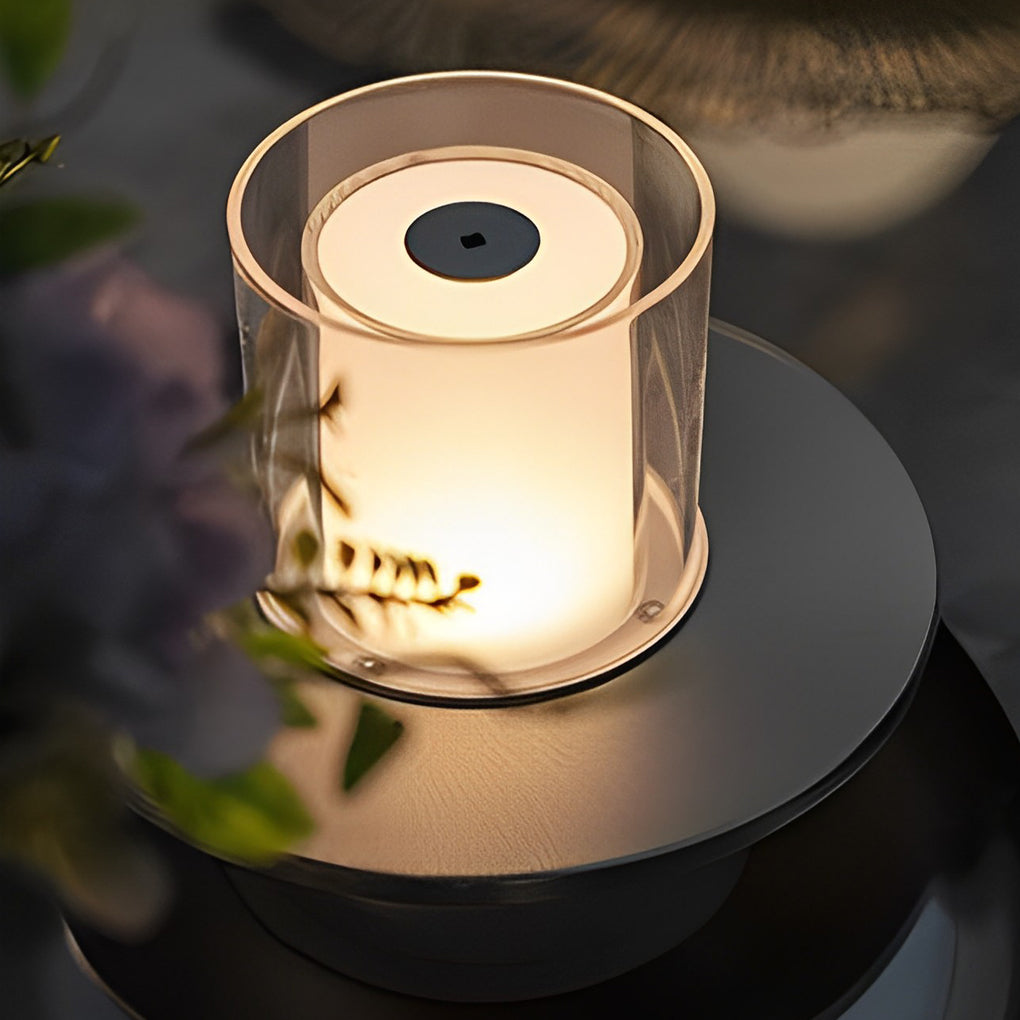 Modern Cordless Candle Table Lamp with Dish Base - Stylish LED Accent Lighting for Home Decor