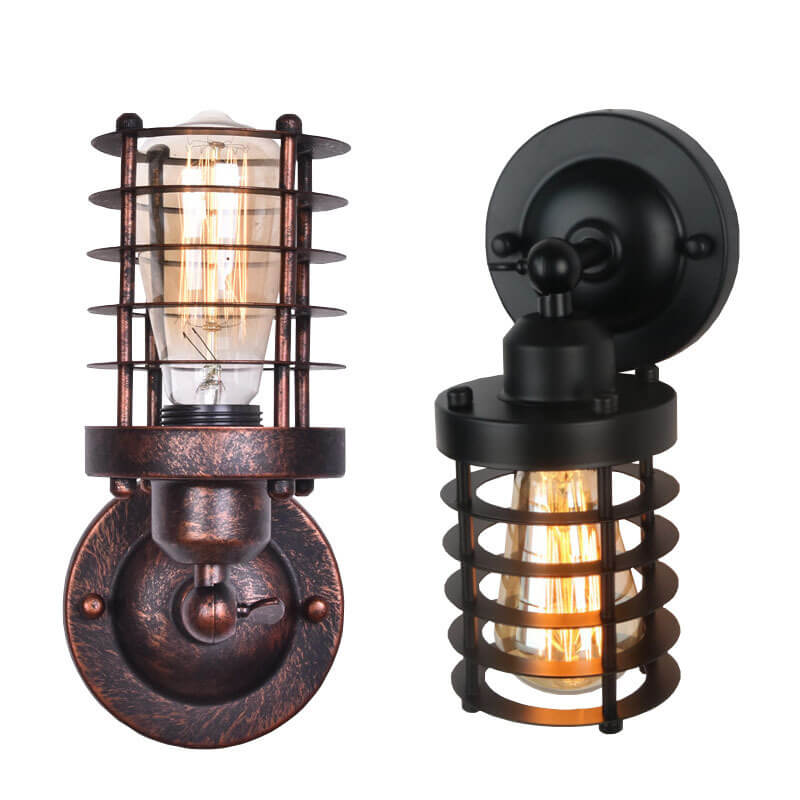 Northern Retro Industrial Wrought Iron Wall Sconce Lamp - 1-Light Fixture for Rustic Home Decor