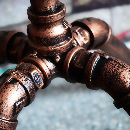 Industrial Steampunk Copper Water Pipe Floor Lamp - 2-Light Design