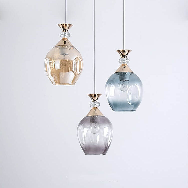 Contemporary Nordic Gradient Glass Orb 1/3 Light Island Chandelier for Living Room