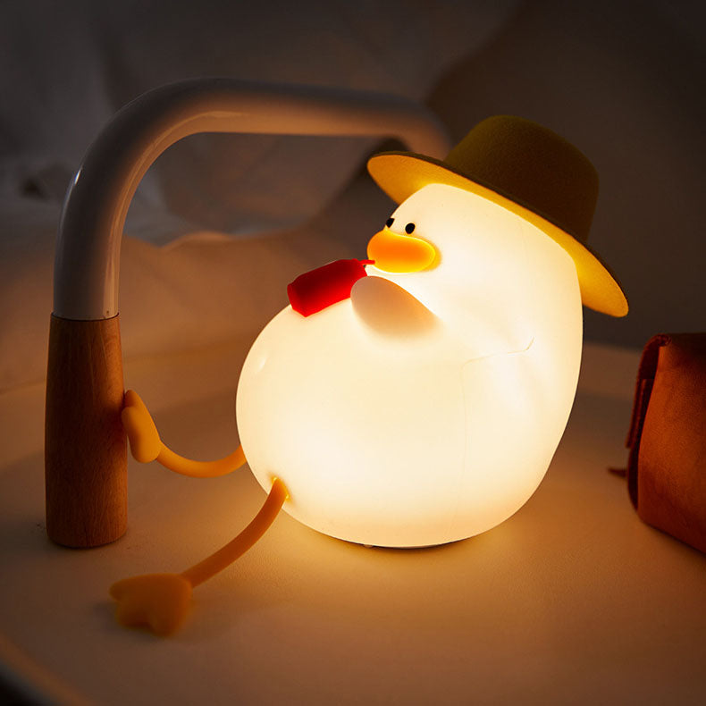 Contemporary Creative Kids Cartoon Silicone Duck Pat LED Night Light Table Lamp for Bedroom, Childrens Night Light, Cute Duck Table Lamp, Soft Silicone Baby Night Light, Toddler Bedroom Decor, LED Duck Lamp, Nursery Night Light for Kids, Rechargeable Kids