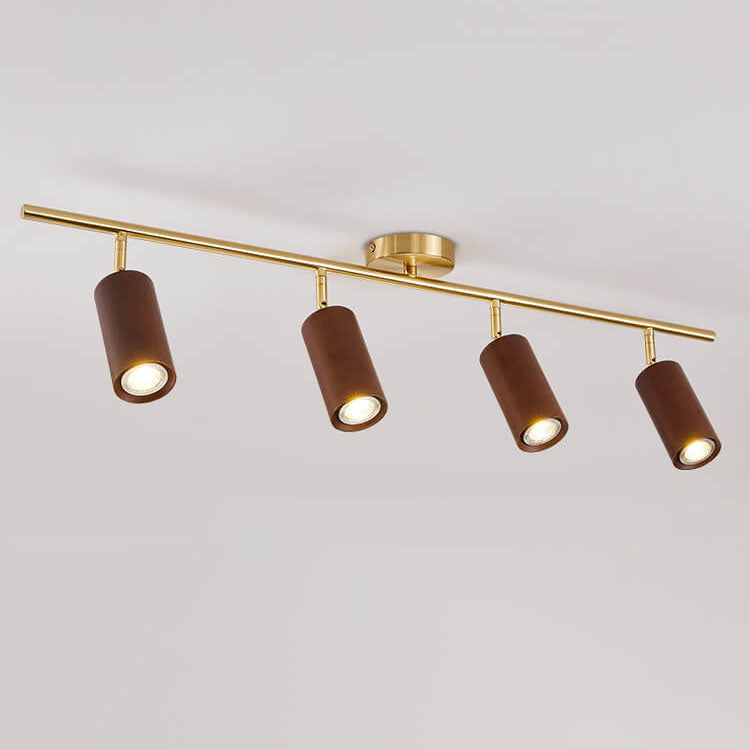 Modern Minimalist Walnut Wood LED Semi-Flush Mount Ceiling Light for Living Room