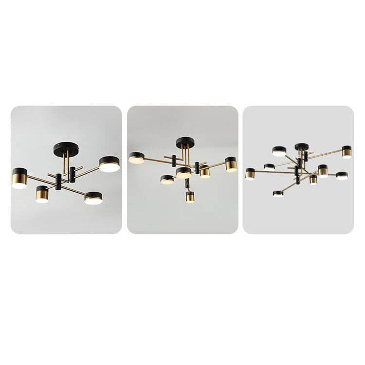 Modern Minimalist Black Gold Semi-Flush Mount Light 4-8 Lights