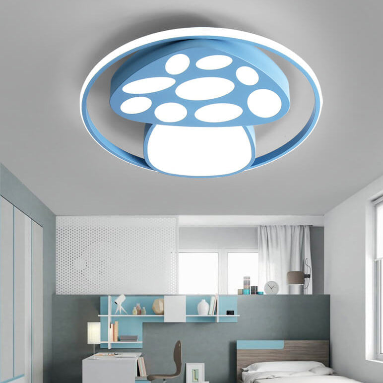 Modern Cartoon Mushroom Circle LED Kids Flush Mount Ceiling Light Creative Nursery Room Lighting Fun Colorful Design Children’s Bedroom Fixture Child-Friendly Indoor Lighting Energy-Efficient LED Ceiling Light Bright Decorative Lighting for Kids Playroom