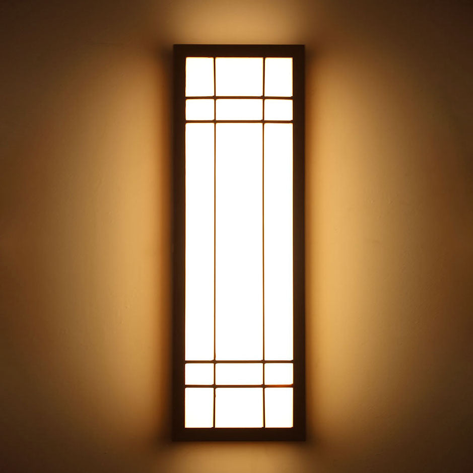 Traditional Japanese Solid Wood LED Wall Sconce for Bedroom