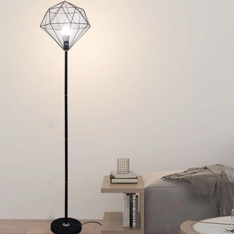 Contemporary Iron Hollow Diamond 1-Light Floor Lamp for Study