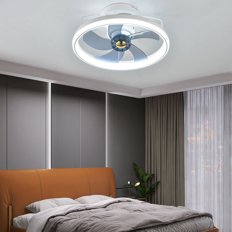 Modern Minimalist LED Ceiling Fan Light - Circle Ring Acrylic Shade Semi-Flush Mount