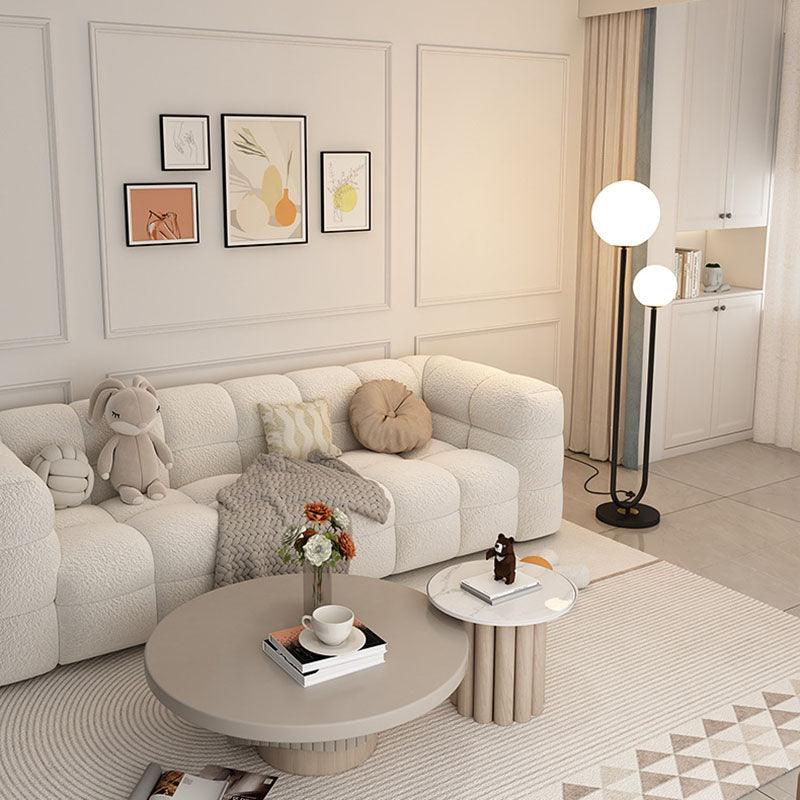 Modern Minimalist 2-Light Round Ball Iron Glass Floor Lamp for Bedroom