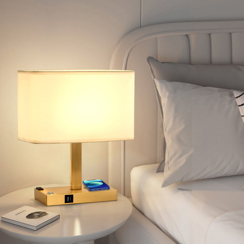 Modern Minimalist Rectangular Cloth Iron Table Lamp - Stylish 1-Light Design for Living Room