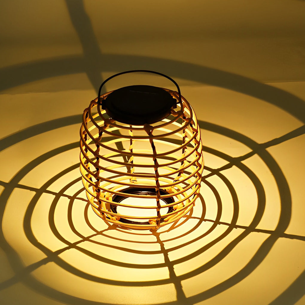 Rattan Solar Garden Lantern - Waterproof Modern Lawn Light