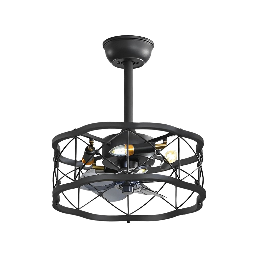 Retro Bladeless Ceiling Fan with Remote - Three Step Dimming LED Mute Design