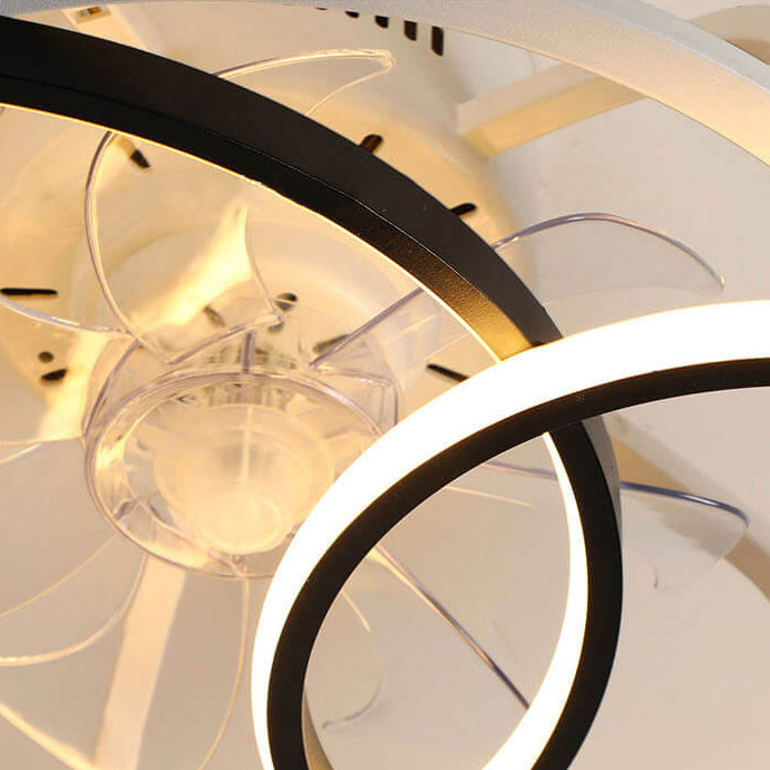 Double Ring Overlap LED Ceiling Fan Light - Modern Flush Mount Design, Energy Efficient, Stylish Home Lighting