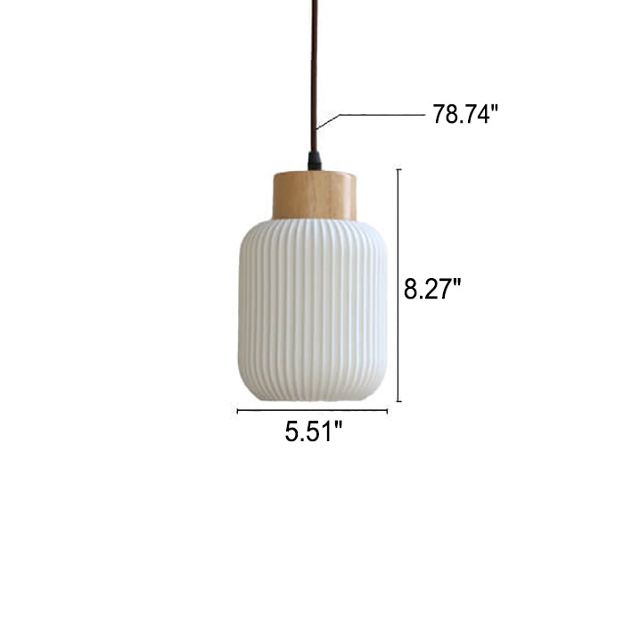 Nordic White Ceramic Cylinder 1-Light Japanese Pendant Light