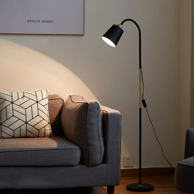 Modern Minimalist Iron Floor Lamp - 1-Light Standing Design, Adjustable Height, Industrial Home Lighting