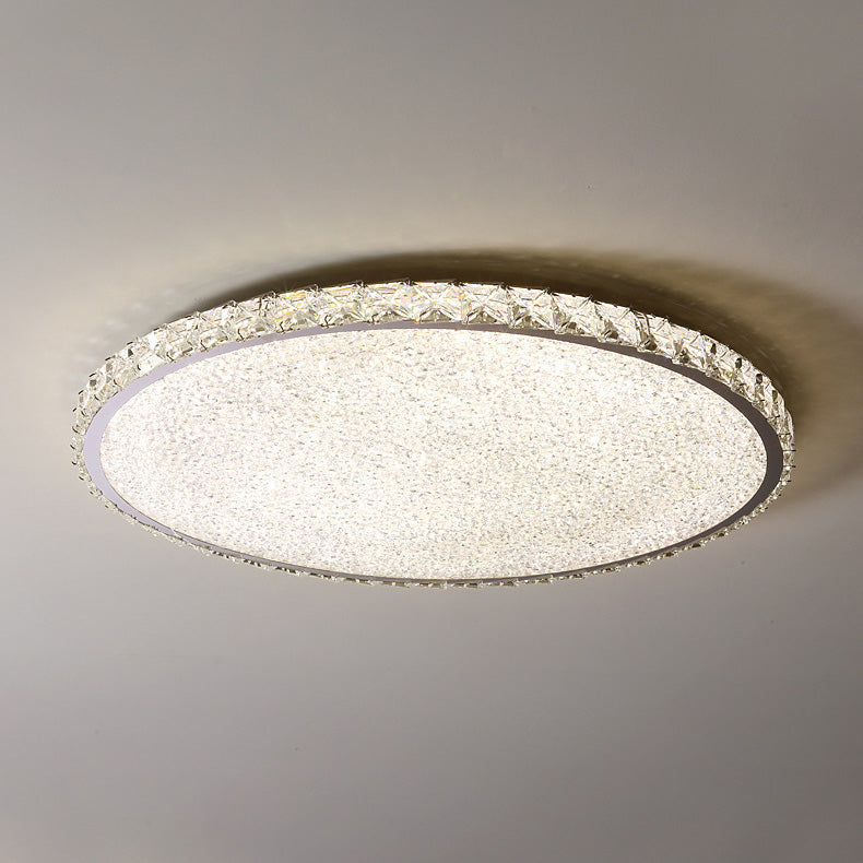 Modern Luxury LED Flush Mount Ceiling Light - Stainless Steel & Crystal Design for Living Room