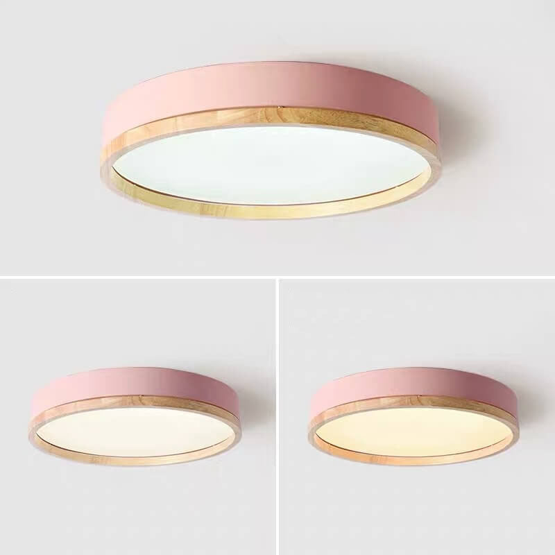 Simple Macaron Round Acrylic LED Flush Mount Ceiling Light - Modern Lighting Fixture for Home, Kitchen, and Hallway, Energy Efficient Design