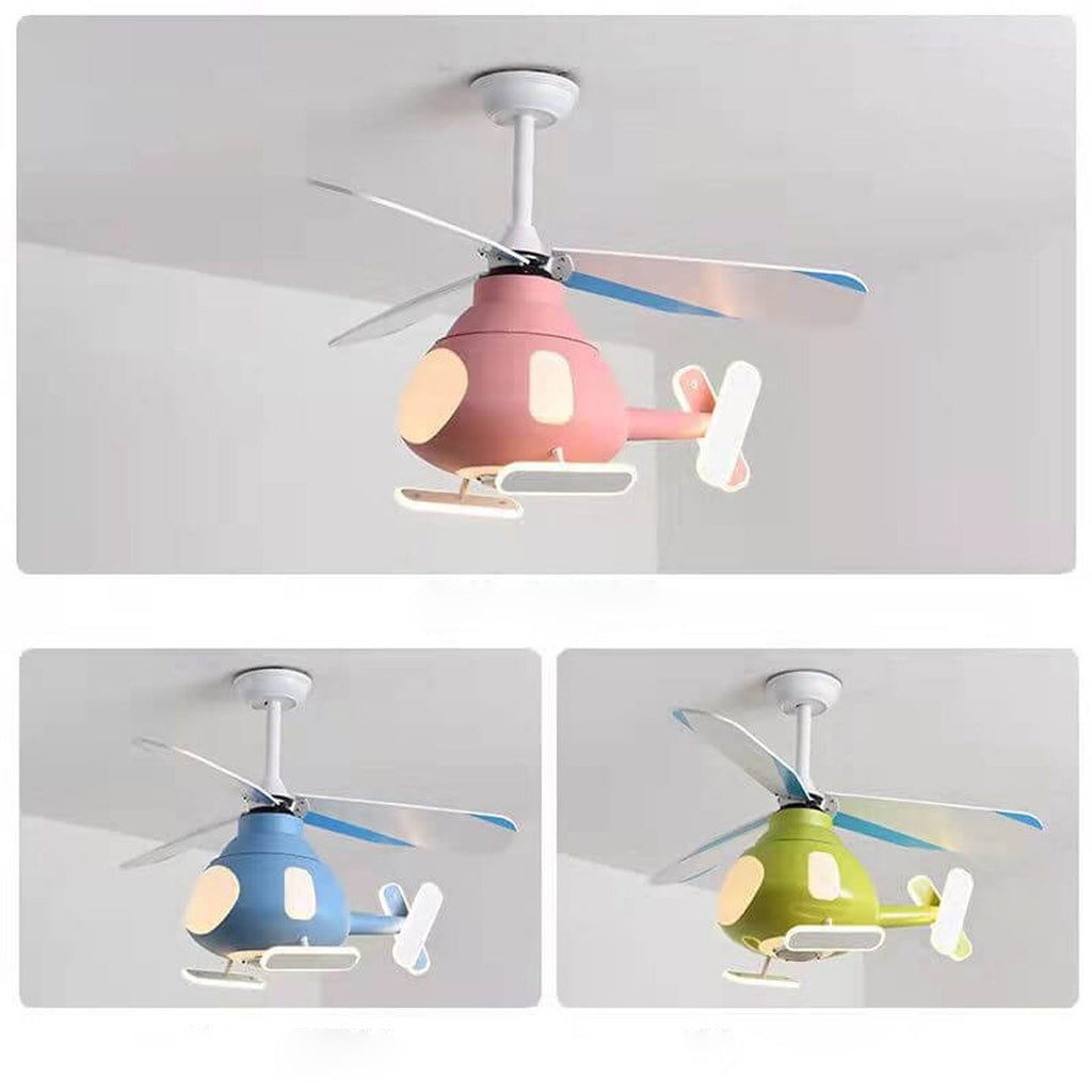 Cartoon Aircraft Ceiling Fan Light with LED Downrods - Unique Home Decor, Kids Room Lighting, Aviation Style Fans, Energy-Efficient Illumination