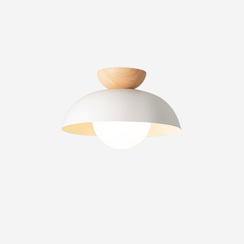 Modern Minimalist Round Iron Glass Semi-Flush Mount Ceiling Light for Living Room
