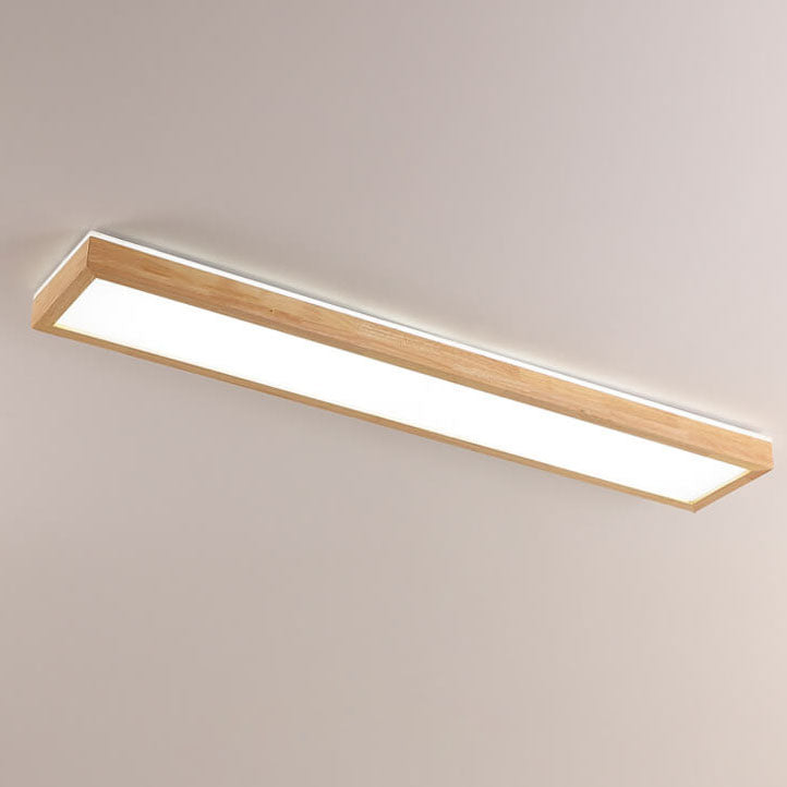 Japanese Minimalist Walnut LED Flush Mount Ceiling Light