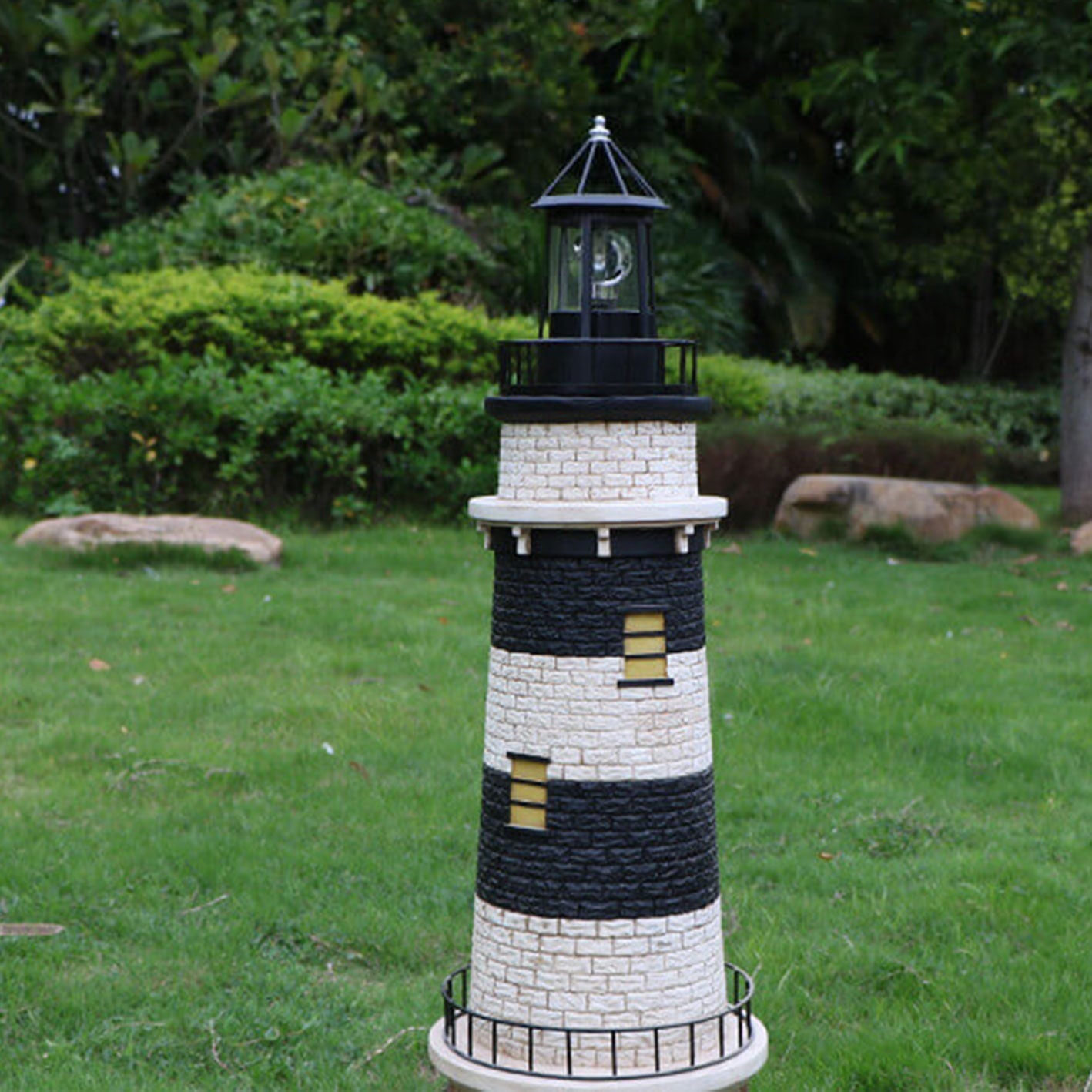 Solar Rotating Tower LED Garden Light - Creative Resin Landscape Decoration