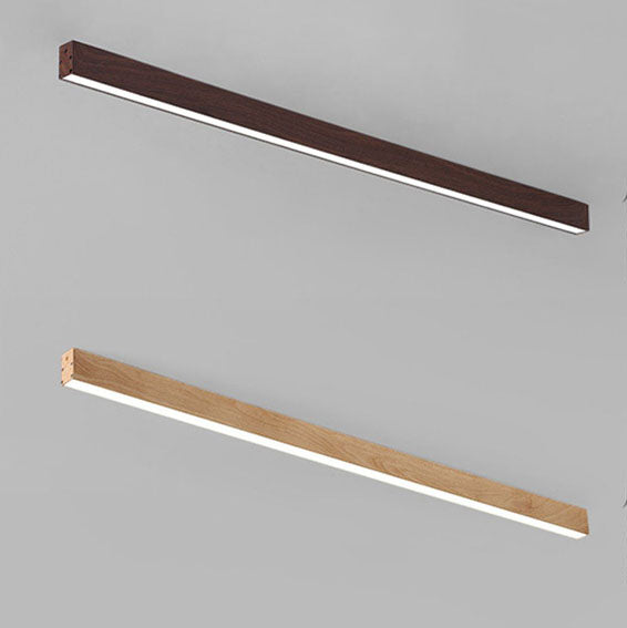 Modern Minimalist LED Flush Mount Ceiling Light - Wood Grain Aluminum Strips Design