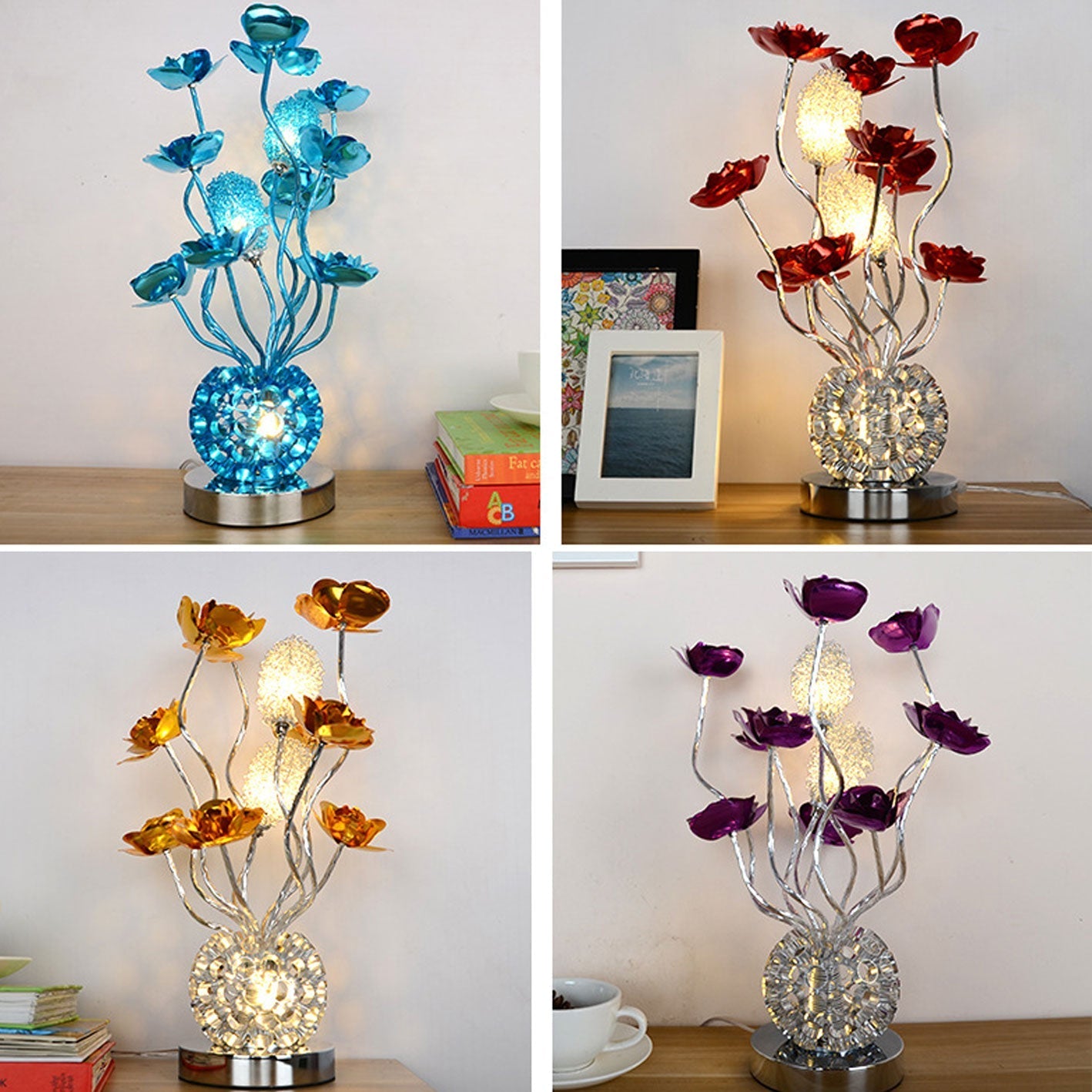 European Rose Aluminum LED Table Lamp - Modern Desk Light, Stylish Home Decor, Energy-Efficient Lighting, Contemporary Nightstand Lamp, USB Rechargeable, Adjustable Brightness, Minimalist Design, Bedroom and Living Room Essentials