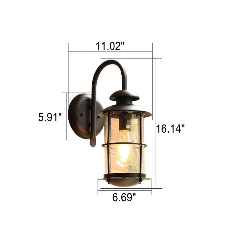 European Vintage Waterproof Iron Glass Wall Sconce Lamp - 1-Light Outdoor Fixture