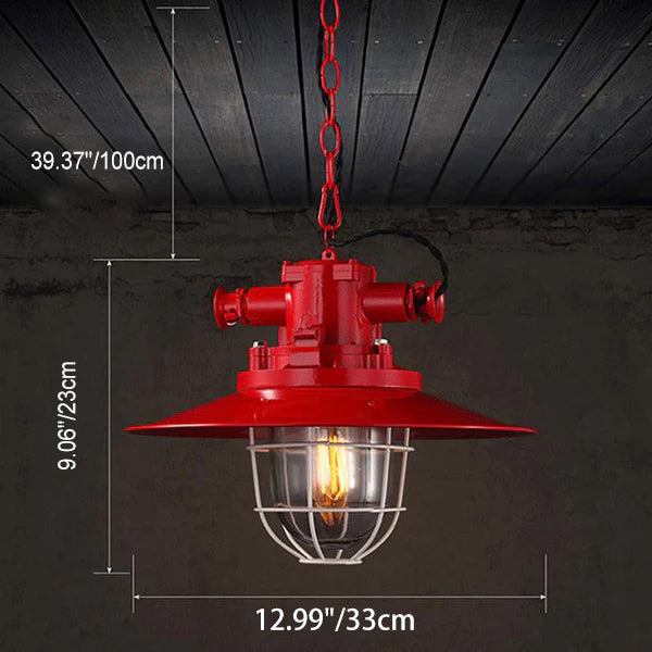 Industrial Vintage Blast Iron Cage Pendant Light - 1-Light Fixture, Rustic Home Decor, Retro Lighting, Edison Bulb Design, Kitchen, Dining, Loft, Industrial Style Lighting