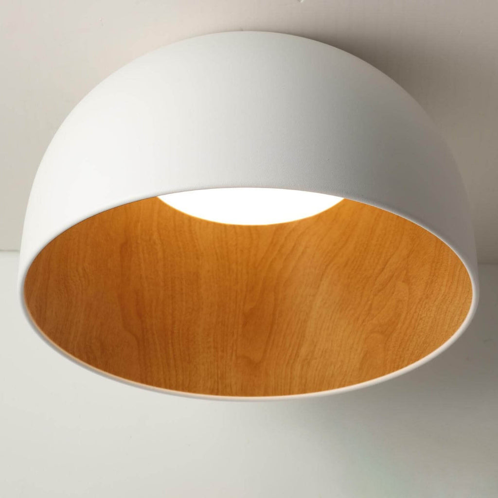 Minimalist Wooden Bowl Iron LED Ceiling Light Fixture