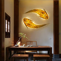 Modern Decorative Carp Linden Wood 2-Light Wall Sconce Lamp