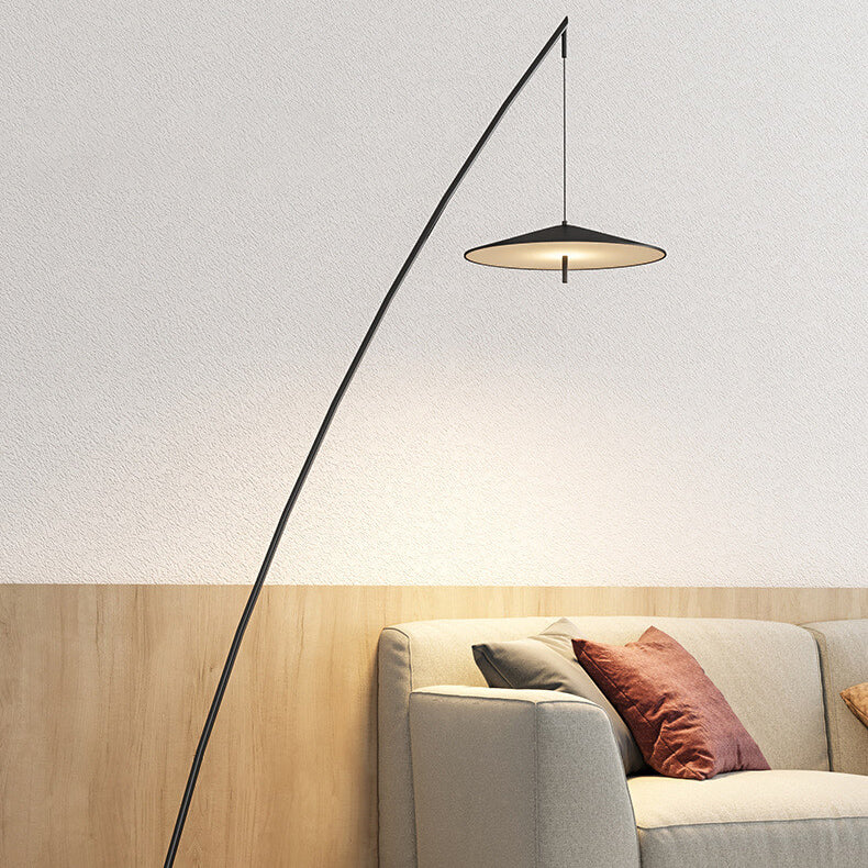 Contemporary Nordic Iron Black Tilt Fishing Rod Floor Lamp for Living Room & Bedroom