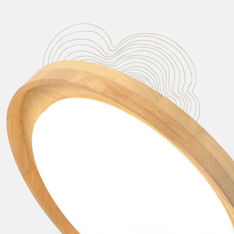 Japanese Simple Log Round LED Flush Mount Ceiling Light - Modern Lighting Fixture, Energy Efficient, Home Decor, Wood Finish Lighting, Contemporary Ceiling Light, Interior Design Essentials