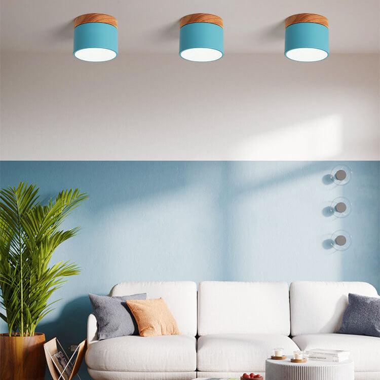 Scandinavian Macaroon LED Flush Mount Ceiling Light - Solid Color Design