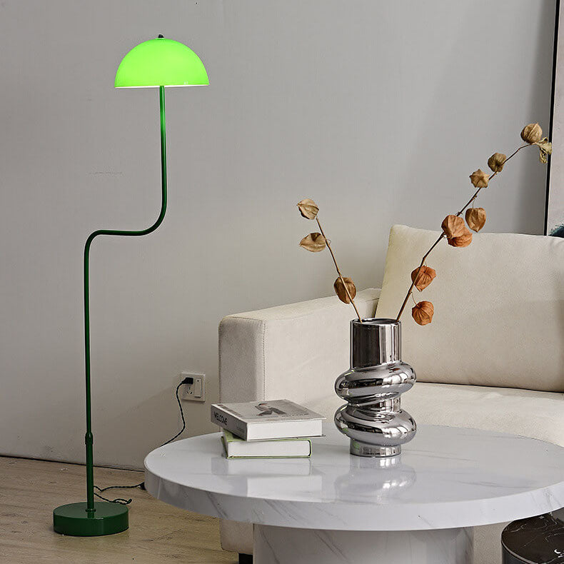 Contemporary Scandinavian Iron Glass Dome Floor Lamp for Study - 1-Light Design