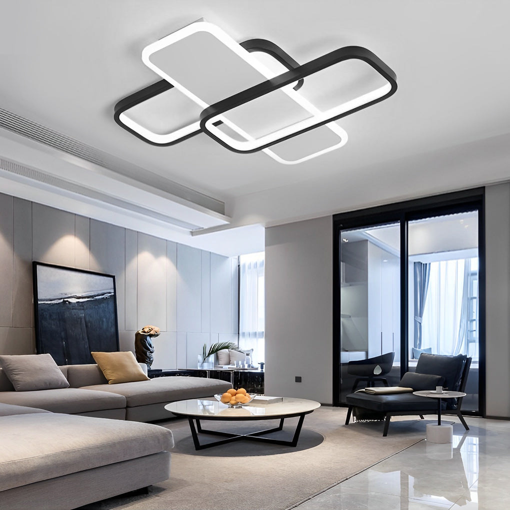 Square Overlapping Dimming LED Nordic Ceiling Light Chandelier