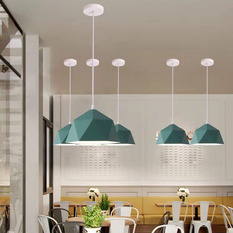 Modern Geometric Macaroon Iron Pendant Light 1-Light Lozenge Design