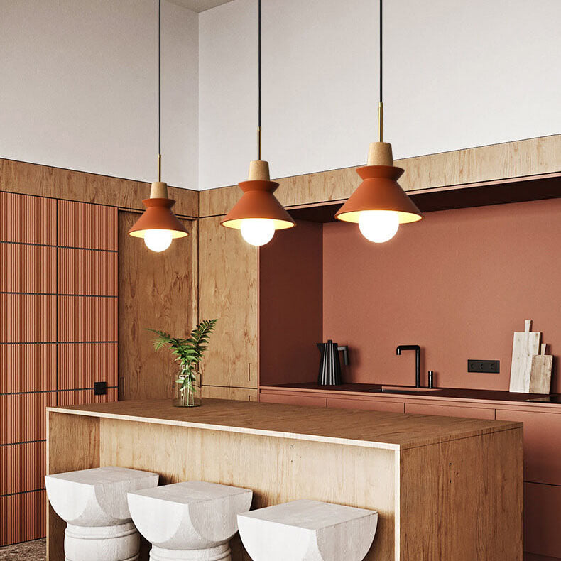Nordic Minimalist Macaron Wood Cement Pendant Light - 1-Light Design for Modern Home Decor