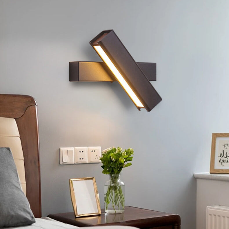 Modern Minimalist LED Wall Sconce - Rectangular Aluminum & Wood Design