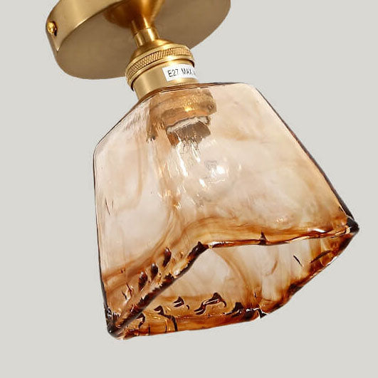 Modern Japanese Amber Glass Flush Mount Light - Multi-Style 1-Light Ceiling Fixture for Home Decor
