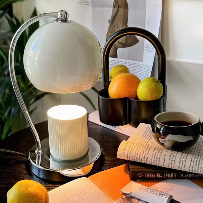 Contemporary Scandinavian Iron Stainless Steel Round Ball 1-Light Melting Wax Table Lamp for Bedroom, Modern Home Decor, Minimalist Lighting, Elegant Accent Lamp, Warm White Light, Unique Design, Stylish Nightstand Lamp, Luxury Lighting for Living Room, S