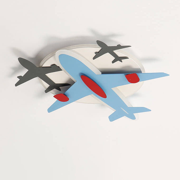 Contemporary Aircraft Shape Flush Mount Ceiling Light for Kids, Creative Iron Acrylic Aluminum LED Cartoon Design, Modern Children's Room Lighting Fixture, Stylish Aviation-Themed Light for Nursery and Playroom, Energy-Efficient Kids Ceiling Lamp, Unique