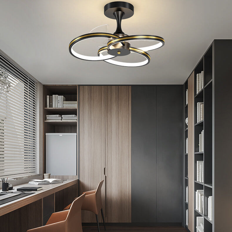 Luxury Acrylic Three Rings LED Flush Mount Fan Light Design