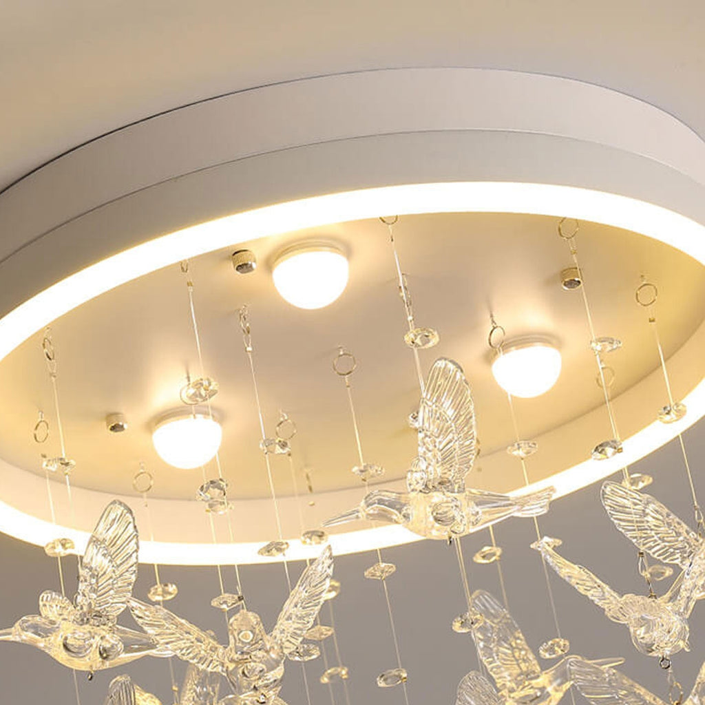 Modern Cartoon Round Bird LED Flush Mount Ceiling Light