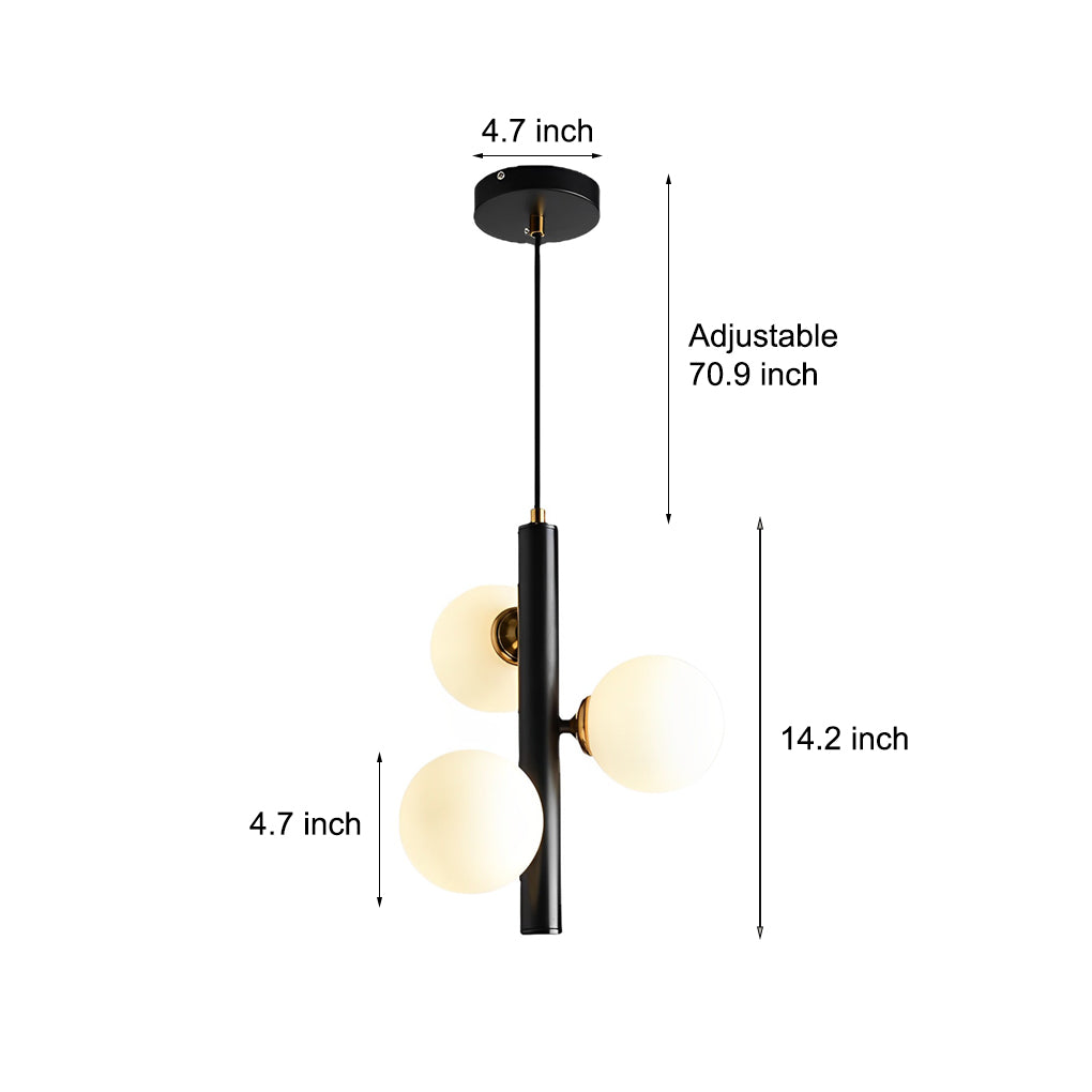 3 Glass Balls LED Nordic Chandelier Light for Dining Room